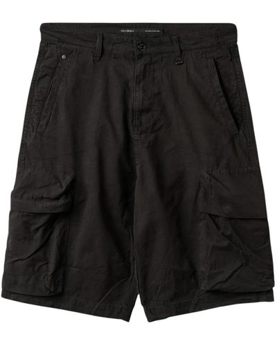 Gabba Schwarze cargo-shorts mit tiefem schritt