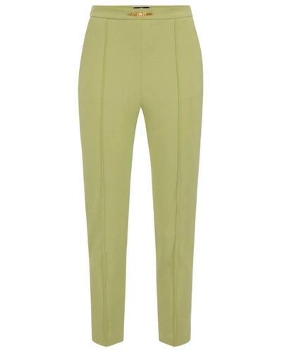 Elisabetta Franchi Pantaloni dritti con fermaglio logo dorato - Verde