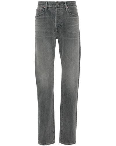 Tom Ford Jeans aus baumwollmischung mit lederlogo - Grau