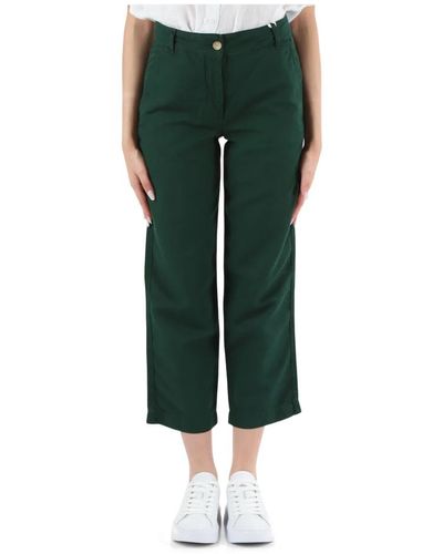 Tommy Hilfiger Pantaloni in cotone e lino straight fit - Verde