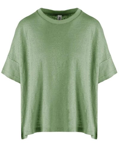 Bomboogie Slub linen loose fit crew-neck t-shirt - Verde
