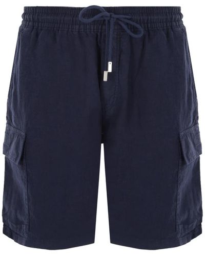 Vilebrequin Blaue leinen-shorts mit elastischem bund