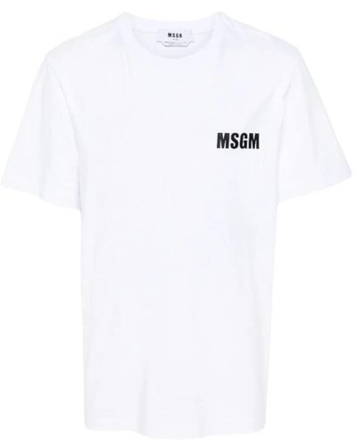 MSGM Logo print crew neck t-shirts e polos - Bianco