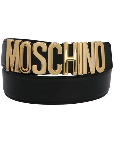 Moschino Cintura logo metallo dorato - Nero