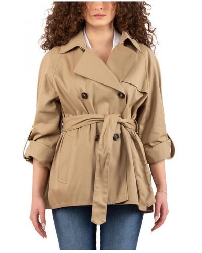 Fay Double-Breasted Coats - Natural