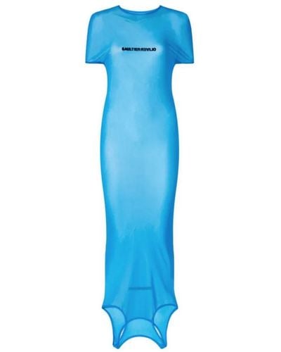 Jean Paul Gaultier Doppelseitiges mesh-kleid im ibiza-stil - Blau
