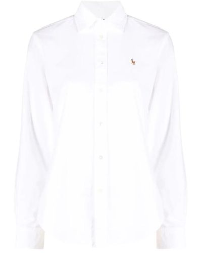 Ralph Lauren Weißes hemd mit besticktem pony