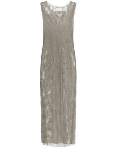 Neo Noir Elegante abito in mesh loreen stone argento - Grigio