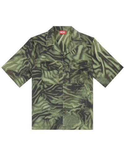 DIESEL Kurzarm-t-shirt mit zebra-camouflage-print - Grün