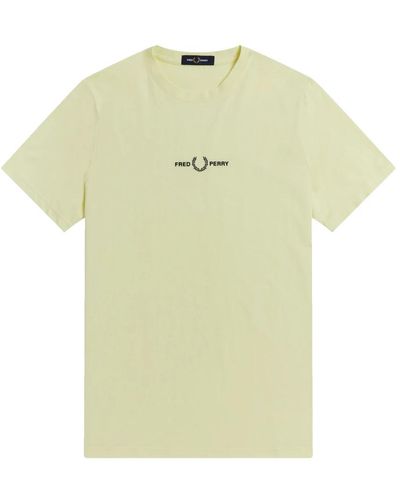 Fred Perry Besticktes logo tee wachs gelb
