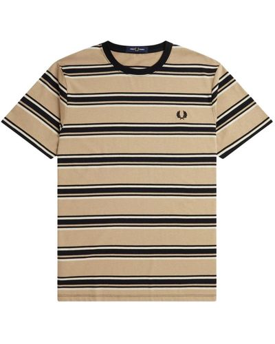 Fred Perry Gestreiftes t-shirt - Natur