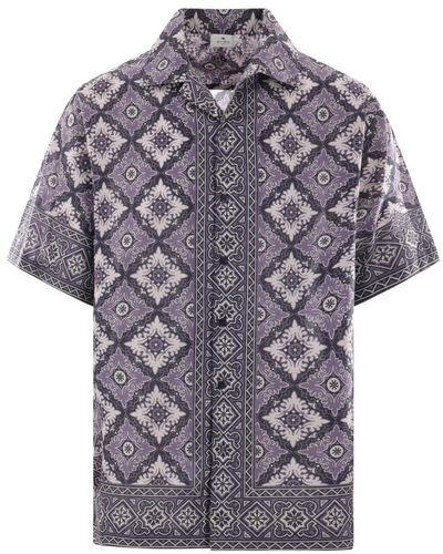 Etro Short Sleeve Shirts - Purple