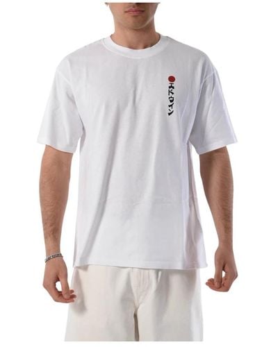 Edwin Baumwoll-t-shirt mit front- und rückenlogo - Weiß