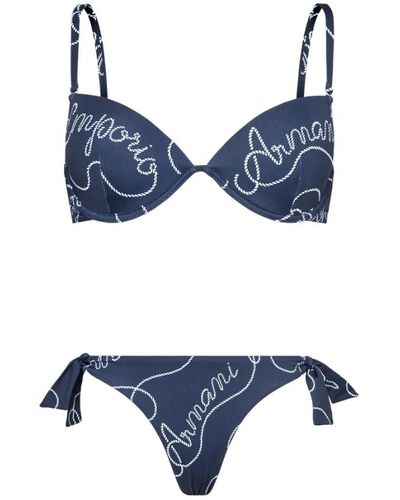 Emporio Armani Bikini alla moda per avventure in spiaggia e in piscina - Blu