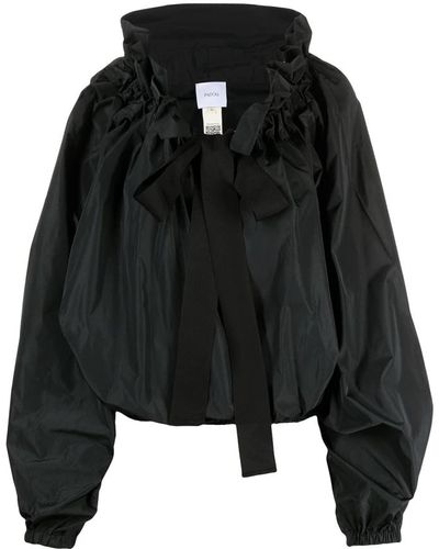 Patou Blusa negra con volantes y cierre de lazo - Negro