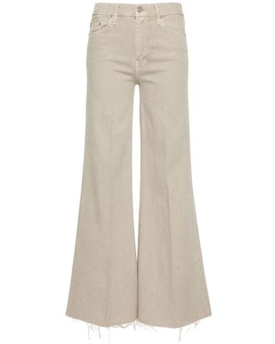 Mother Wide Trousers - Natural