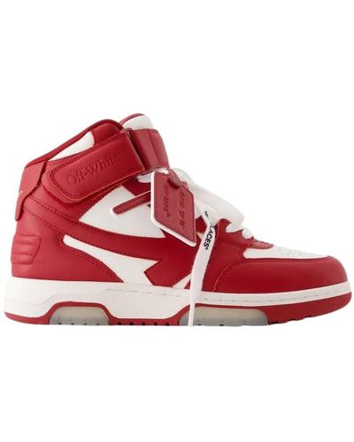 Off-White c/o Virgil Abloh Mid Top Sneakers aus glattem Kalbsleder - Rot