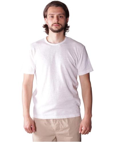 Mauro Grifoni Baumwollwäsche-Leinen T-Shirt Schnitt Schnitt - Weiß