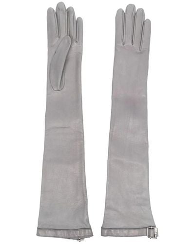 ARMARIUM Lederhandschuhe mit schnallendetail bis zum ellenbogen - Grau