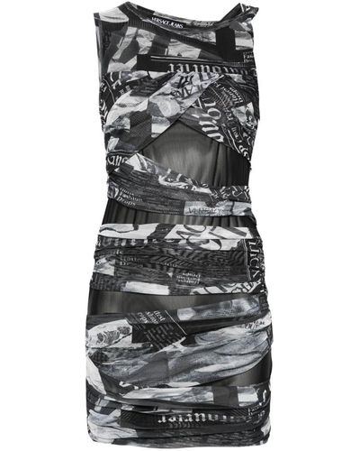 Versace Asymmetrisches drapiertes kleid schwarz/weißes design