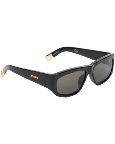 Jacquemus Sunglasses,schwarze ovale sonnenbrille mit grauer linse