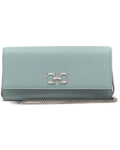 Ferragamo Clear gancini leder geldbörse mit kette - Blau