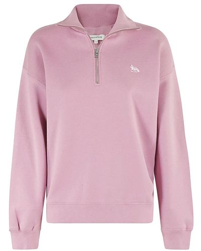 Maison Kitsuné Fuchs patch half zip sweatshirt - Pink