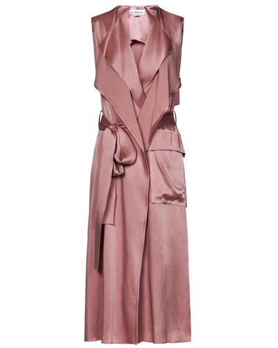 Victoria Beckham Vestido trench de satén color peonía con volantes - Morado