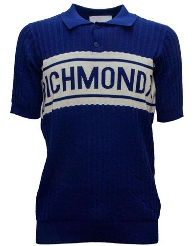 John Richmond Blaues baumwoll-polo-shirt ump24216po