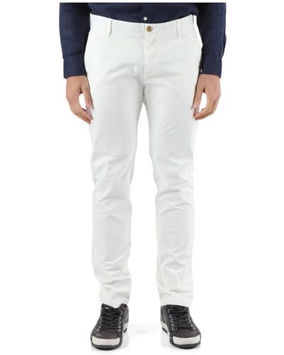 AT.P.CO Pantaloni in cotone stretch con chiusura a bottoni e zip - Blu
