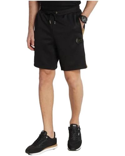 EA7 Schwarze bermuda-shorts mit reißverschlusstaschen