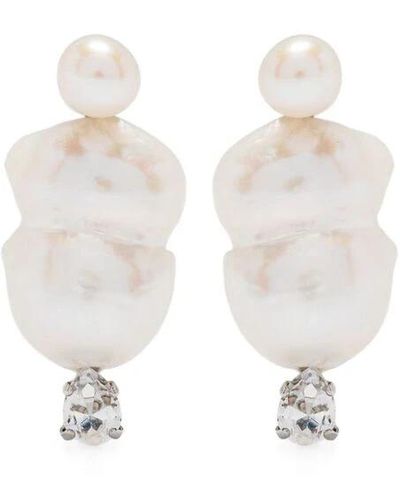 Simone Rocha Orecchini con design a goccia e dettagli in perle sintetiche e cristallo - Bianco