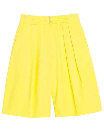 Ines De La Fressange Paris Shorts gialli a vita alta in tela di prugna - Giallo