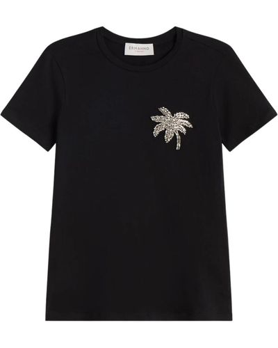 Ermanno Scervino T-shirt mit rhinestone palme - Schwarz