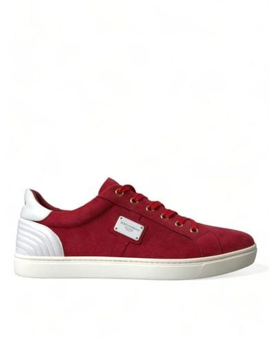 Dolce & Gabbana Rote leder low top sneakers