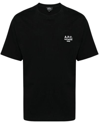 A.P.C. Besticktes logo-baumwoll-t-shirt - Schwarz