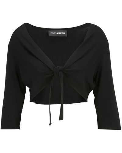 Doris Streich Elastische jersey bolero jacke - Schwarz