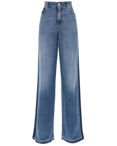 Alexander McQueen Weite jeans mit kontrastierenden details - Blau