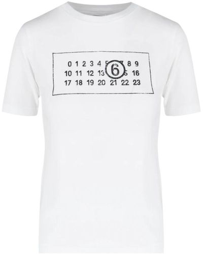 MM6 by Maison Martin Margiela Weiße t-shirt mit logo-print