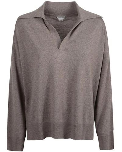 Bottega Veneta V-Neck Knitwear - Grey