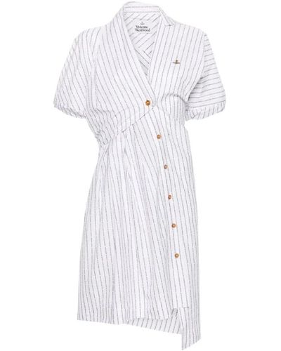 Vivienne Westwood Weiße asymmetrische baumwollkleid mit logo-druck