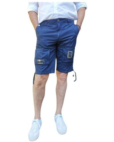 Aeronautica Militare Bermuda shorts aus baumwolle mit militärtaschen - Blau