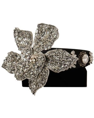 Dolce & Gabbana Cerchietto con diadema diadema in argento e cristallo nero
