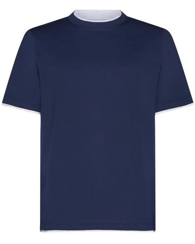 Brunello Cucinelli Blaue schichtdesign crew neck t-shirts