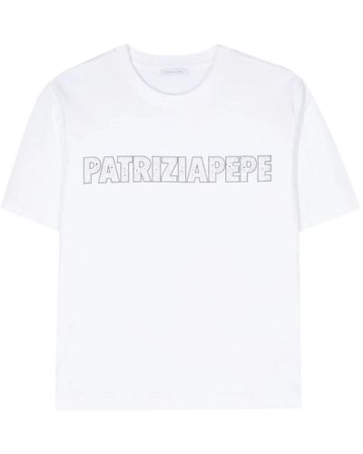 Patrizia Pepe Strass logo t-shirt,tops - Weiß