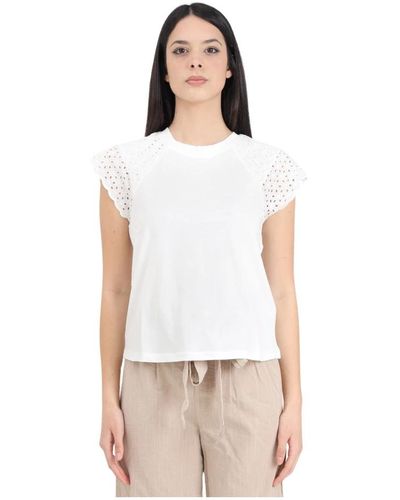 ONLY T-shirt bianca con pizzo - Bianco