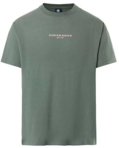North Sails Bio-baumwoll-t-shirt mit kurzen ärmeln und rundhalsausschnitt - Grün
