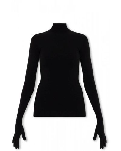 Balenciaga Schwarzer rollkragenpullover mit handschuhen