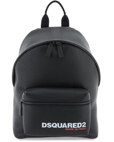 DSquared² Bob rucksack aus genarbtem leder mit logo-print - Schwarz