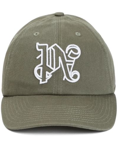 Palm Angels Caps,baumwoll logo kappe schwarz weiß - Grün